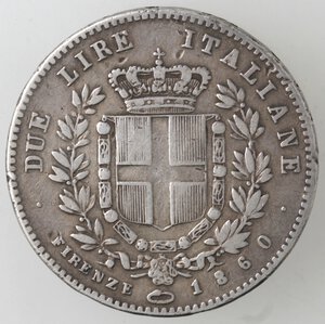 reverse: Vittorio Emanuele II. Re Eletto. 1859-1861. 2 lire 1860 Firenze. Ag. 