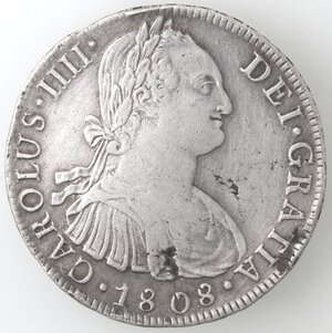 obverse: Perù. Lima. Carlo IIII. 1788-1808. 8 Reales 1808 I J. Ag. 