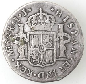 reverse: Perù. Lima. Carlo IIII. 1788-1808. 2 Reales 1803 I J. Ag. 