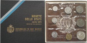 obverse: San Marino. Serie divisionale annuale 1973 Pace. Con da 500 lire in Ag. 
