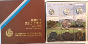 obverse: San Marino. Serie divisionale annuale 1980 XXII Olimpiade. Con moneta da 500 lire in Ag. 