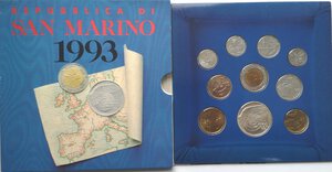 obverse: San Marino. Serie divisionale annuale 1993 16 secoli di storia rivolti al futuro. Con 1000 lire in Ag. 