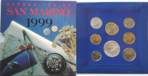 obverse: San Marino. Serie divisionale annuale 1999 L uomo verso il terzo millennio. Con 5000 lire in Ag. 