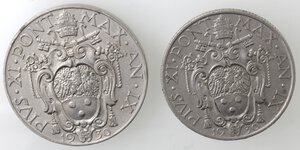 obverse: Vaticano. Roma. Pio XI. 1929-1938. Lotto 1 Lira e 2 Lire 1930. Ni. 