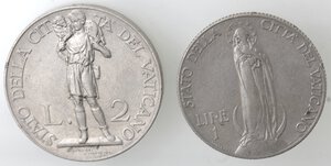 reverse: Vaticano. Roma. Pio XI. 1929-1938. Lotto 1 Lira e 2 Lire 1930. Ni. 