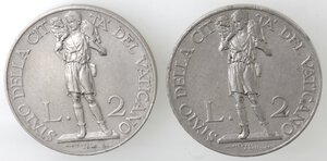 reverse: Vaticano. Roma. Pio XI. 1929-1938. Lotto 2 Lire 1932 e 1933-34. Ni. 