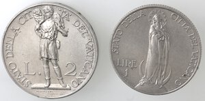 reverse: Vaticano. Roma. Pio XI. 1929-1938. Lotto 1 Lira e 2 Lire 1935. Ni. 
