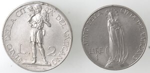 reverse: Vaticano. Roma. Pio XI. 1929-1938. Lotto 1 Lira e 2 Lire 1937. Ni. 