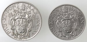 obverse: Vaticano. Roma. Pio XI. 1929-1938. Lotto 50  Centesimi 1930 e 1 Lira 1936. Ni. 