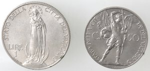 reverse: Vaticano. Roma. Pio XI. 1929-1938. Lotto 50  Centesimi 1930 e 1 Lira 1936. Ni. 