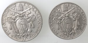 obverse: Vaticano. Roma. Pio XII. 1939-1958. Lotto 1 Lira e 2 Lire 1939. Ni.