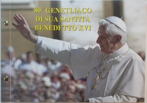 obverse: Vaticano. Roma. Benedetto XVI. 2005-2013. Joseph Aloisius Ratzinger. 2 Euro 2007 con francobolli commemorativi dell 80° Genetliaco del Papa. 