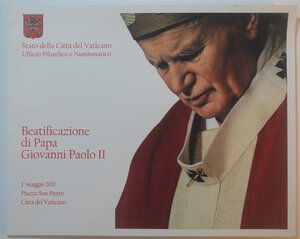 obverse: Vaticano. Roma. Benedetto XVI. 2005-2013. Joseph Aloisius Ratzinger. 50 Centesimi di Euro 2011 commemorativi della Beatificazione di Papa Giovanni Paolo II. Coin Card. 