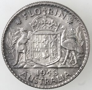 reverse: Austrialia. Giorgio VI. Florin 1943. Ag 925.