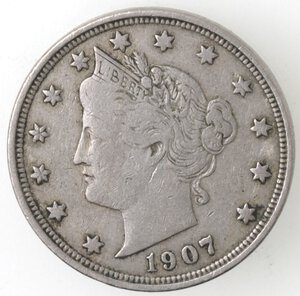 obverse: USA. 5 Centesimi 1907. Ae-Ni.
