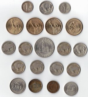 reverse: USA. Lotto di 20 monete di cui 3 in argento. 