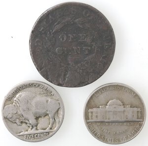 reverse: Lotto di 3 monete. USA. Centesimo 1820. 2 pezzi da 5 centesimi. Ae-NI. 