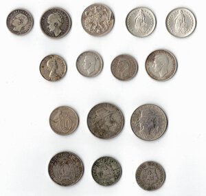 obverse: Monete Estere. Lotto di 15 monete mondiali di cui 9 in Argento. 