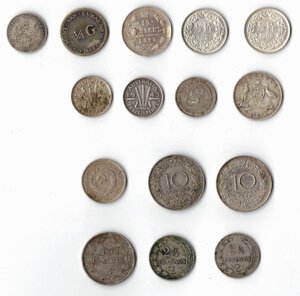 reverse: Monete Estere. Lotto di 15 monete mondiali di cui 9 in Argento. 