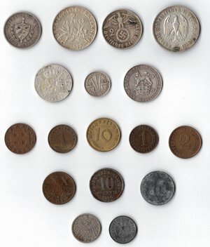 reverse: Monete Estere. Lotto di 17 monete di cui 7 in Argento. 