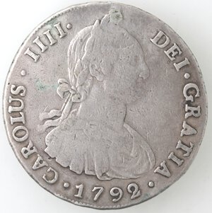 obverse: Bolivia. Potosì. Carlo IIII. 1788-1808. 8 Reales 1792 PR. Ag. 