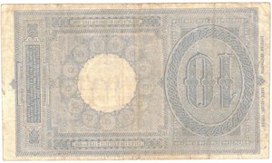 reverse: Banconote. Regno D Italia. Vittorio Emanuele III. 10 Lire Effigie di Umberto I. 