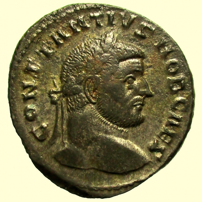obverse: Impero Romano Massenzio. Costanzo Cloro  296 d.C  Follis Lione