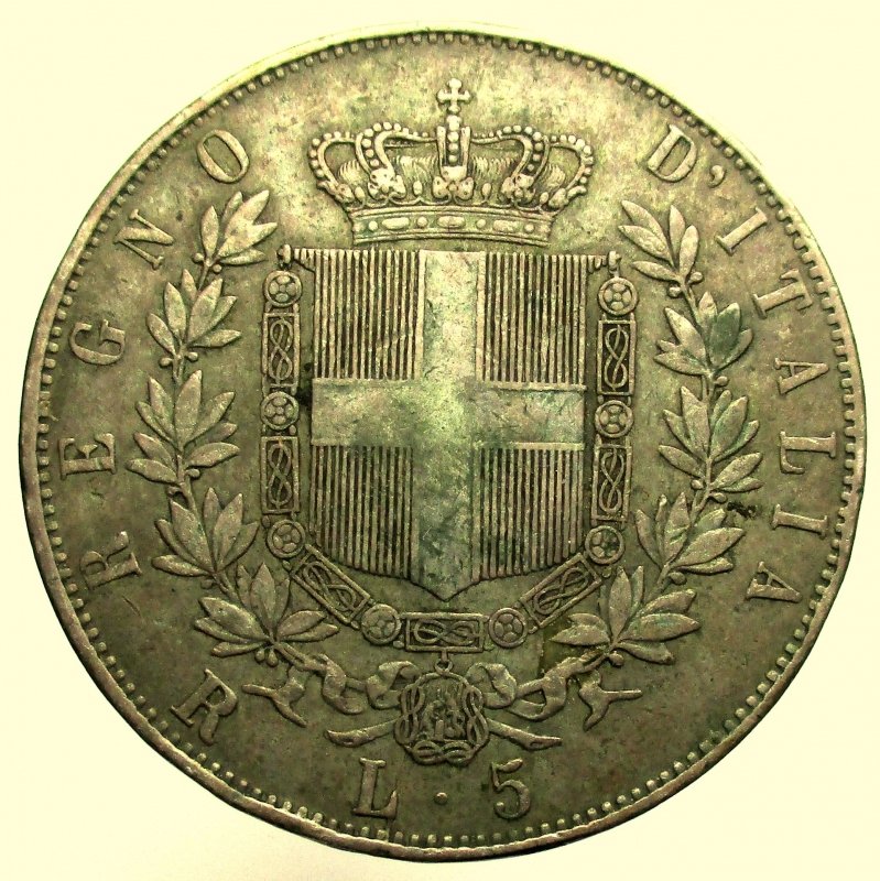 obverse: Regno di Italia. Vittorio Emanuele II (1861-1878). 5 lire 1876 Roma