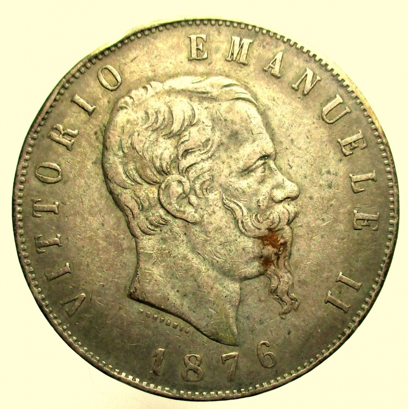 reverse: Regno di Italia. Vittorio Emanuele II (1861-1878). 5 lire 1876 Roma