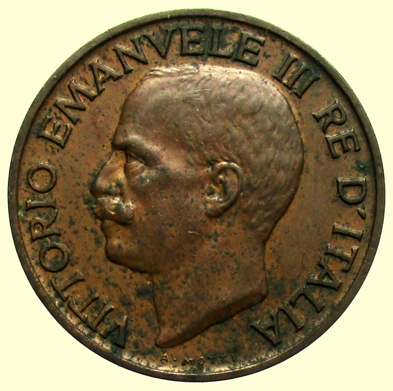 obverse: Vittorio Emanuele III (1900-1943). 5 Cent. 1919