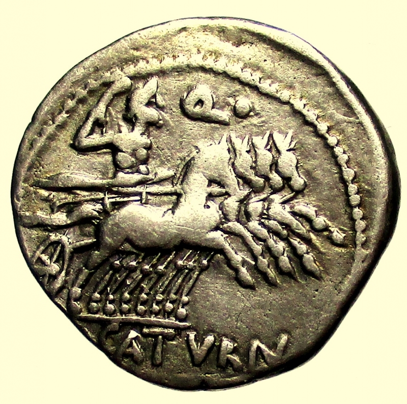 reverse: Repubblica Romana. Gens Appuleia. L.Appuleius Saturninus. 104 a.C. Denario.
