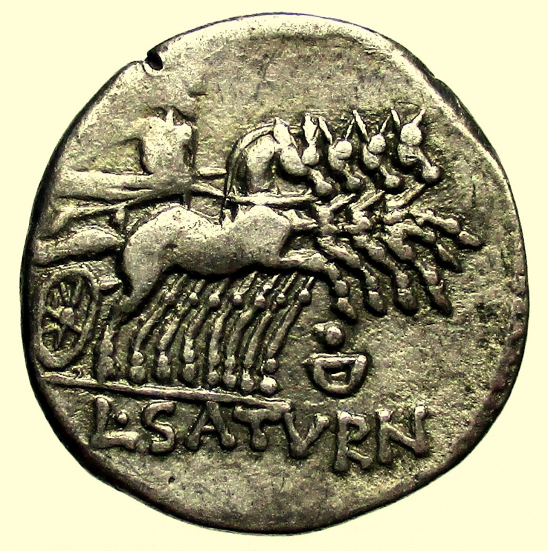 reverse: Repubblica Romana. Gens Appuleia. L.Appuleius Saturninus. 104 a.C. Denario. 