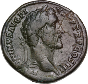 obverse: Antoninus Pius (138-161).. AE Sestertius, 141-143 AD