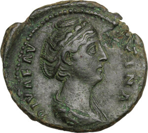 obverse: Diva Faustina I, wife of Antoninus Pius (died 141 AD).. AE As. Struck under Antoninus Pius,  146-161 AD