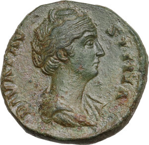 obverse: Diva Faustina I, wife of Antoninus Pius (died 141 AD).. AE As. Struck under Antoninus Pius, circa 146-161 AD