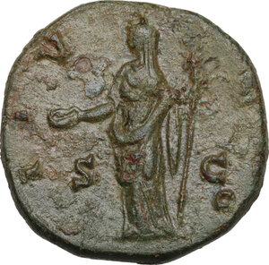reverse: Diva Faustina I, wife of Antoninus Pius (died 141 AD).. AE As. Struck under Antoninus Pius, circa 146-161 AD