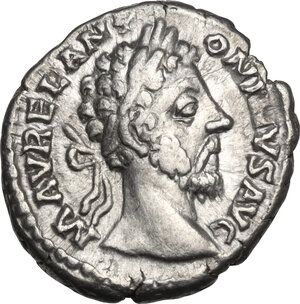 obverse: Marcus Aurelius (161-180).. AR Denarius, struck 180 AD