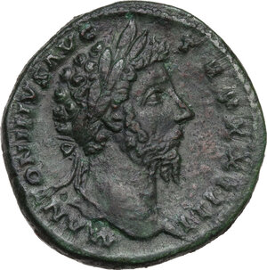 obverse: Marcus Aurelius (161-180).. AE Sestertius,  169-170 AD
