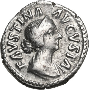 obverse: Faustina II, wife of Marcus Aurelius (died 176 AD).. AR Denarius. Struck under Marcus Aurelius