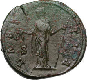 reverse: Faustina II, wife of Marcus Aurelius (died 176 AD).. AE Sestertius. Struck under Marcus Aurelius
