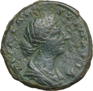 obverse: Diva Faustina II, wife of Marcus Aurelius (died 176 AD).. AE As. Struck under Marcus Aurelius
