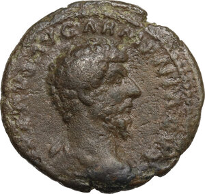 obverse: Lucius Verus (161-169).. AE As. Struck under Marcus Aurelius, 163-164 AD