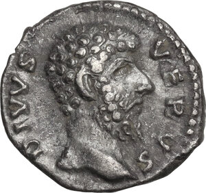 obverse: Divus Lucius Verus (died 169 AD).. AR Denarius. Struck under Marcus Aurelius, after 169 AD