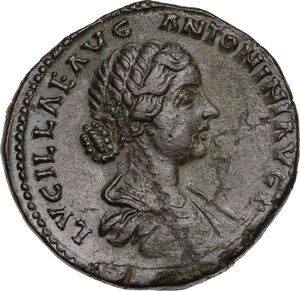 obverse: Lucilla, wife of Lucius Verus (died 183 AD).. AE Sestertius. Struck under Marcus Aurelius, 161-162 AD