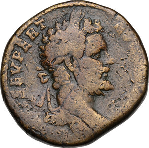 obverse: Septimius Severus (193-211).. AE Sestertius, 195-196 AD