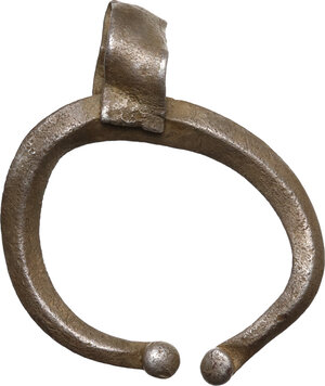 obverse: Silver apotropaic lunula pendant.  Roman, 1st-3rd century AD.  22 mm 2.11 g