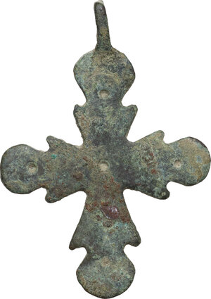 reverse: Bronze cross pendant.  Byzantine,  10th-13th century AD.  46 x 33 mm. 6.18 g