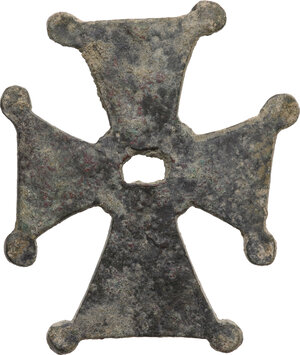 reverse: Large bronze cross embellishment.  Byzantine,  10th-13th century AD.  70 x 60 mm. 68 g