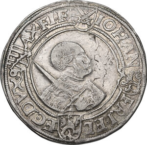 reverse: Germany.  Johann Friedrich and Georg, Dukes of Saxony (1532-1539).. AR Taler 1538