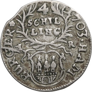 reverse: Germany.  Leopold I (1658-1705). AR 4 Schilling 1703, Hamburg mint